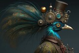 steampunk peacock, ai