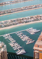 Sticker - Palm Jumeirah yachts pier view. Dubai, UAE