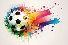 Colorful Soccer Background, Football Poster With Colorful Background, Ai