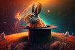 Rabbit coming out of a top hat universe background genarative AI