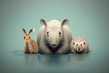 Wall Mural - Animals with copy space background. World wildlife day concept. Generative ai.
