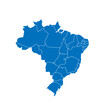 Brazil political map of administrative divisions - Federative units of Brazil. Solid blue blank vector map with white borders.