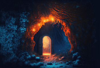Wall Mural - fantasy scene, the treasure at the end of a dungeon.generated sketch art	
