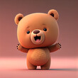 Cute cartoon bear character. 3D animation