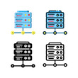 © ranahpixel - Network server icon. With outline, glyph, filled outline and flat styles
