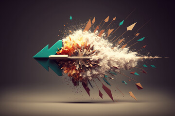 an arrow breaks through a wall. explosion. Generative AI