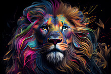 Colorful Lion To Print On T-shirt