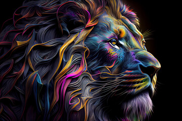 Wall Mural - Colorful lion to print on t-shirt