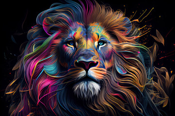 colorful lion to print on t-shirt