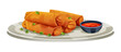 Fried spring rolls with sweet chili sauce vector illustration