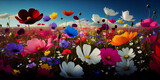 Fototapeta Pokój dzieciecy - Illustration of spring flowers in a beautiful meadow. Generative AI.