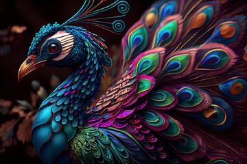 Wall Mural - colorful peacock wallpaper. colorful mural background