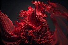 Woman In A Red Dress With Flowing Fabric. Generative Ai.