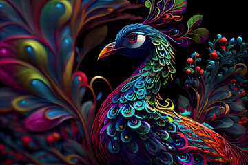 Wall Mural - colorful peacock wallpaper. colorful mural background