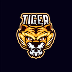 Wall Mural - Cartoon Styled Tiger Head Mascot Logo Gaming Esports