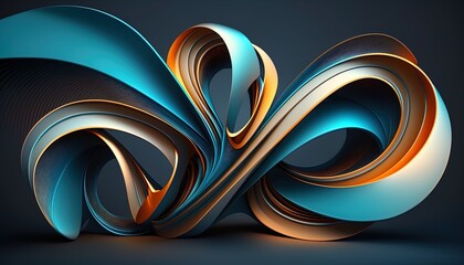 Abstract blue twisted lines 3D background created with generative ai technology