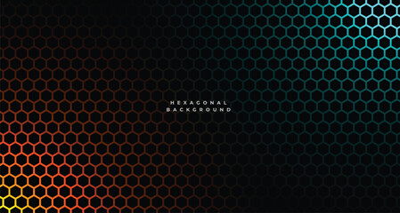 dark and shiny hexagonal pattern background in geometric style