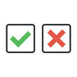 © Lysenko.A - Cross and check mark icon in flat style. Checkmark right vector illustration on isolated background. Tick and cross sign business concept.