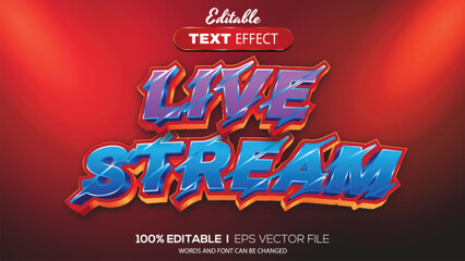 Wall Mural - 3D editable text effect live stream theme