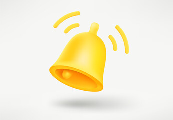 Poster - Ringing golden bell. Notification concept. 3d vector illustration