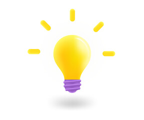 Fototapete - Electric glowing lightbulb. Inspiration concept. 3d vector icon isolated on white background