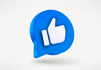 Poster - Speech cloud with thumbs up. Good feedback concept. 3d vector illustration