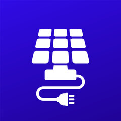 Poster - solar panel icon with electric plug