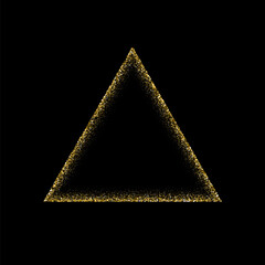 Wall Mural - triangle gold frame made of glitters with bright glow light effect vector illustration. abstract gol
