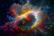 Collapsing Universes with beautiful color explosions. Visualisation of fractal waves and clouds. Generative AI