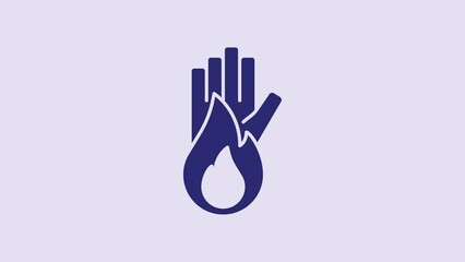 Sticker - Blue No fire icon isolated on purple background. Fire prohibition and forbidden. 4K Video motion graphic animation