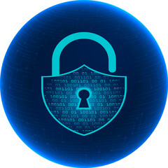 closed padlock on digital background, cyber security