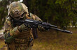 © Cavan Images - soldier modern equipment with a gun