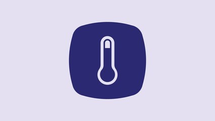 Wall Mural - Blue Thermostat icon isolated on purple background. Temperature control. 4K Video motion graphic animation