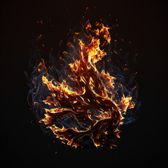 Wall Mural - Abstract fire flames on black