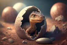 Baby Dinos Hatching Egg AI Generated