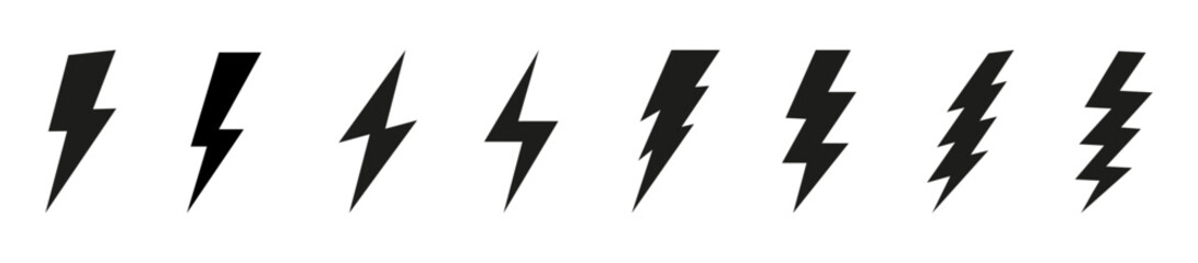 Electric vector icons. Lightning bolt. Electric lightning bolt symbols. Vector illustration 