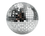 Silver disco mirror ball cut out. Based on Generative AI