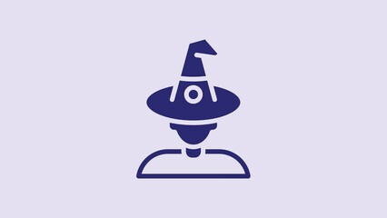 Sticker - Blue Witch icon isolated on purple background. Happy Halloween party. 4K Video motion graphic animation