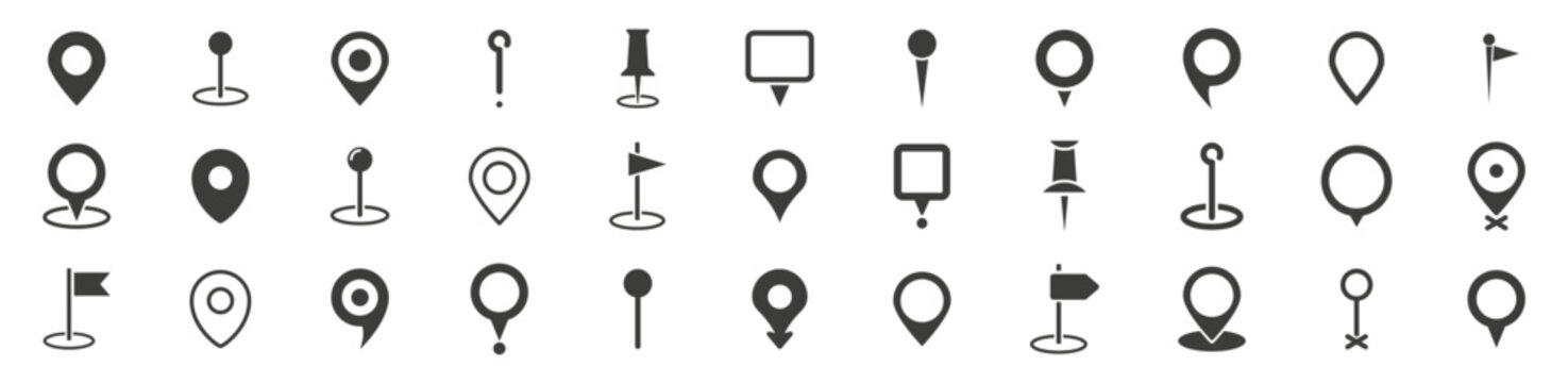 set of location pin icons. map pointers. map markers. vector illustration.