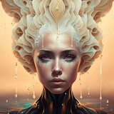 Fototapeta Sypialnia - Fantasy portrait of a beautiful blonde girl, Image generated by ai, Generative AI