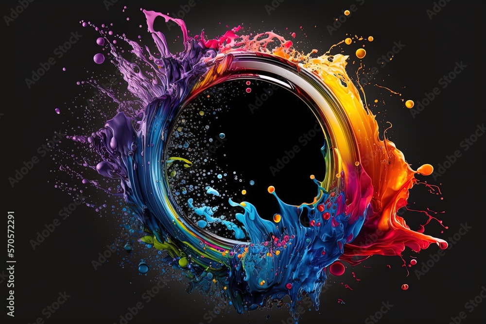 Abstract circle liquid motion flow explosion. Curved wave colorful ...