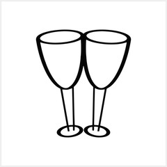 Doodle glass toast icon isolated. Sketch Hand dravn Vector stock illustration EPS 10