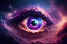 Eye Of Universe Made Of Stars, Clouds And Galaxies. Generative AI