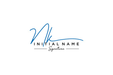 Wall Mural - Initial NK signature logo template vector. Hand drawn Calligraphy lettering Vector illustration.