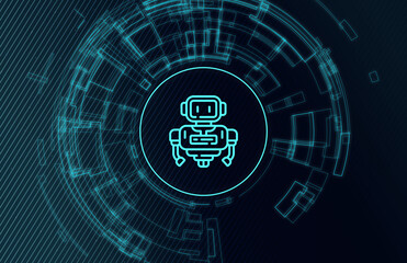 Robotics development, machines of the future, industrial robot development, cybernetic background