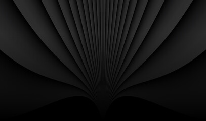 Poster - Abstract black background with 3d lines pattern,  architecture minimal dark gray striped background