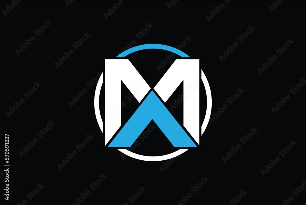 monogram crown vector logo in a modern line style with letter M and A ...