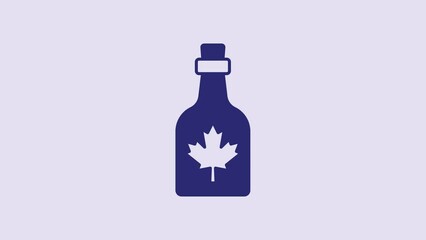 Canvas Print - Blue Bottle of maple syrup icon isolated on purple background. 4K Video motion graphic animation