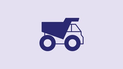 Poster - Blue Mining dump truck icon isolated on purple background. 4K Video motion graphic animation