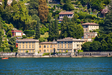 Canvas Print - View of the village Torno Fagetto Laglio Quarzano on the Como Lake, Lombardy, Italy